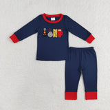 Train Believe Red Navy Boys Christmas Pajamas