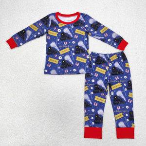 Believe Train Blue Red Boys Christmas Pajamas