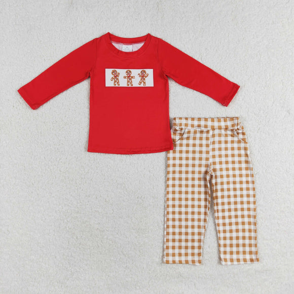 Gingerbread Plaid Red Boys Christmas Outfits