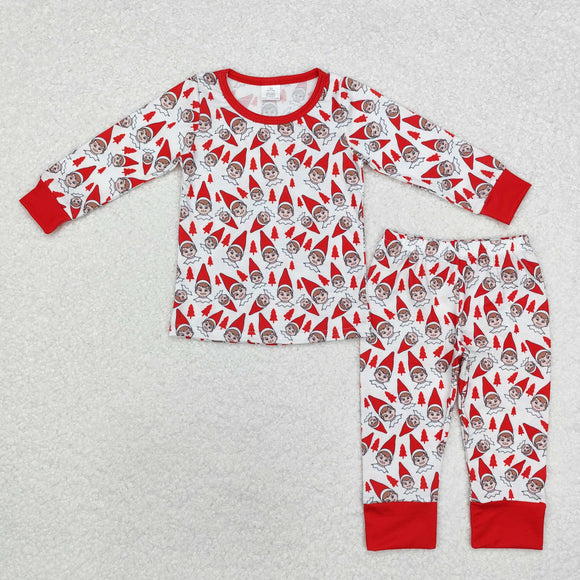 Bamboo Elf Red White Boys Christmas Pajamas