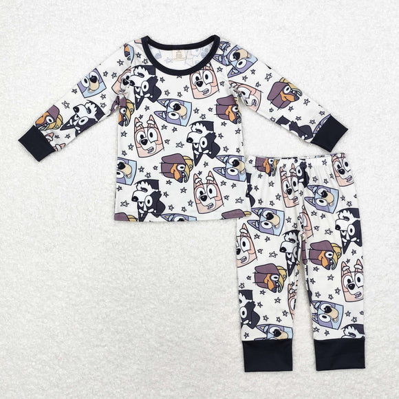 Bamboo Cartoon Dogs Stars White Boys Halloween Pajamas