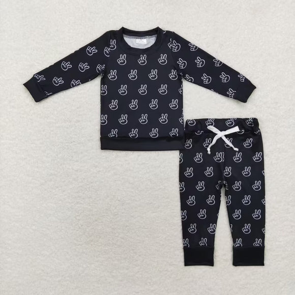 Yeah Black Boys Long Sleeve+Trousers Sets