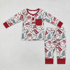 Bamboo Howdy Santa Cactus Red Pocket Boys Christmas Pajamas