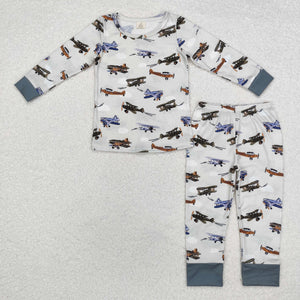 Bamboo Plane Boys Long Sleeve Pajamas