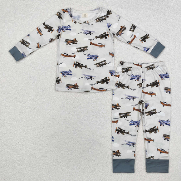 Bamboo Plane Boys Long Sleeve Pajamas