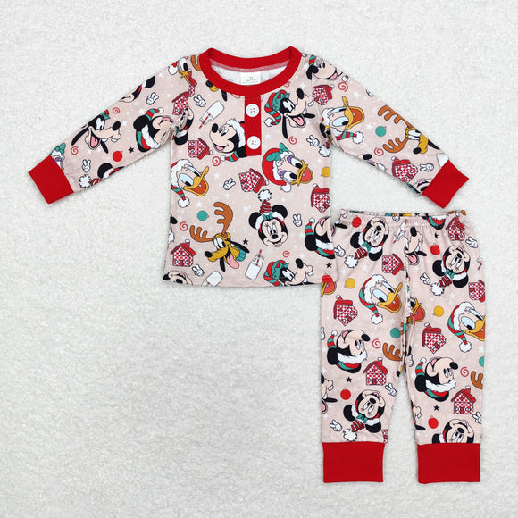 Cartoon Red Boys Christmas Pajamas