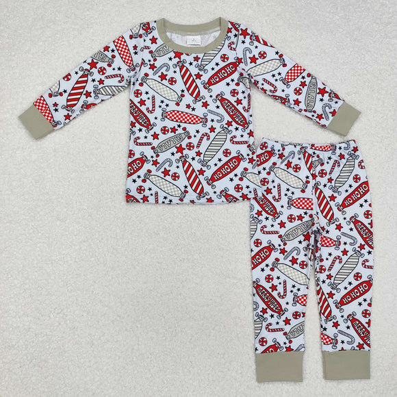 Hohoho Skateboard Blue Boys Christmas Pajamas