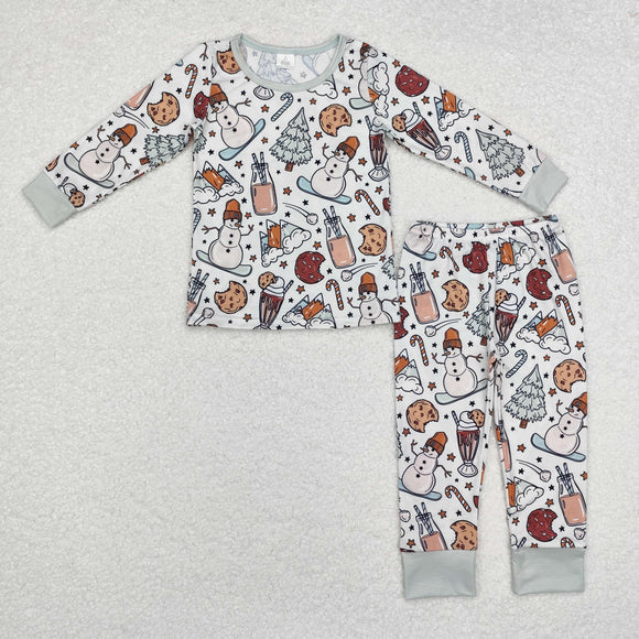 Bamboo Snowman Stars Cookie Milk Boys Christmas Pajamas