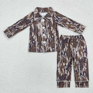 Army Green Camo Boys Long Sleeve Pajamas