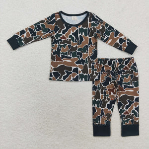 Bamboo Camo Beige Boys Long Sleeve Pajamas