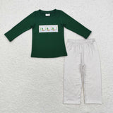 Duck Plaid Green Boys Long Sleeve+Trousers Sets