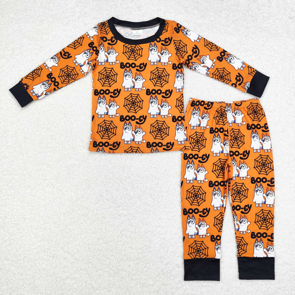 Cartoon Dogs Orange Boys Halloween Pajamas