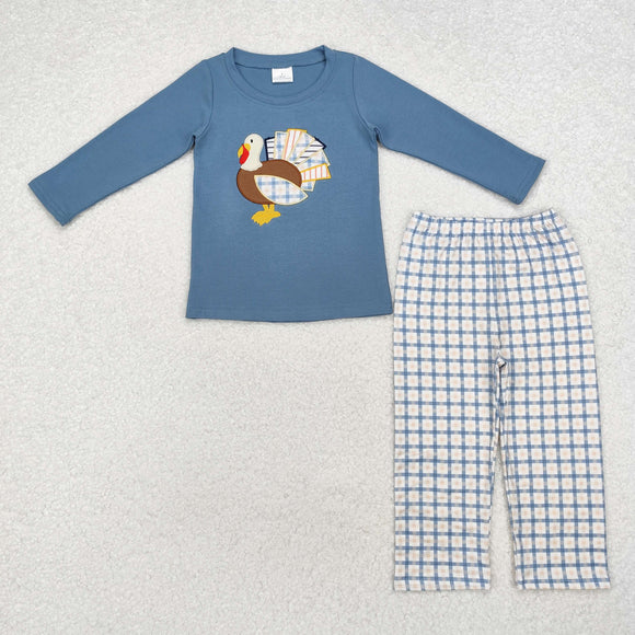 Turkey Haze Blue Boys Thanksgiving Outfits