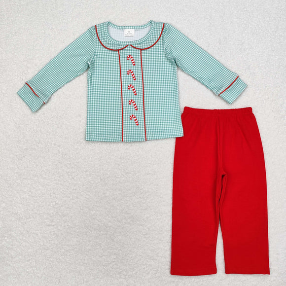 Candy Cane Green Plaid Red Boys Christmas Outfits