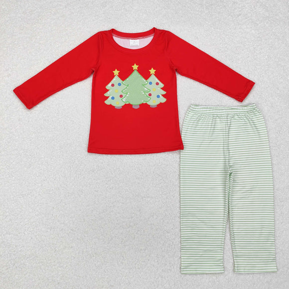 Stars Trees Green Stripe Red Boys Christmas Outfits