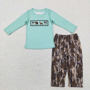 Duck Turkey Bluish Camo Boys Long Sleeve+Trousers Sets