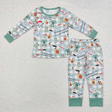 Bamboo Elf Plaid Green Boys Christmas Pajamas