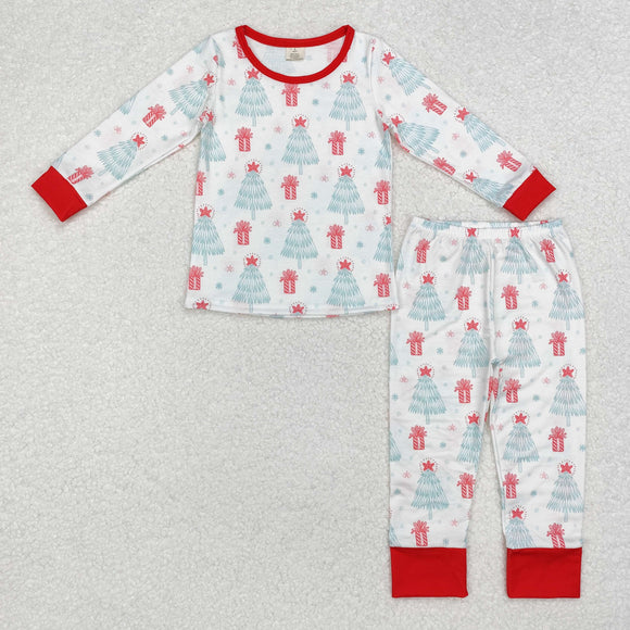 Bamboo Stars Tree Gifts White Boys Christmas Pajamas