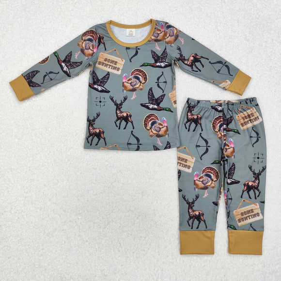 Bamboo Gone Hunting Turkey Deer Duck Boys Long Sleeve Pajamas