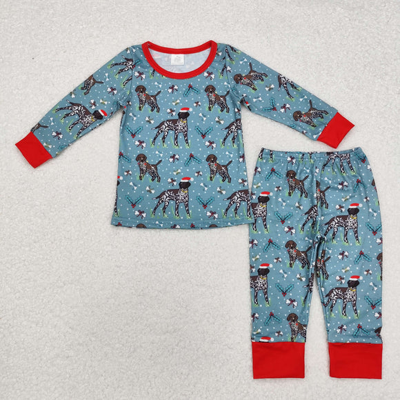 Bamboo Dogs Blue Red Boys Christmas Pajamas