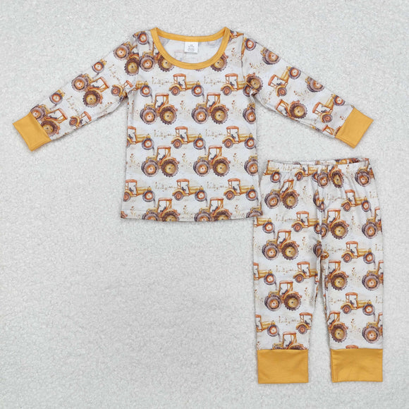 Bamboo Farm Tractor Boys Long Sleeve Pajamas