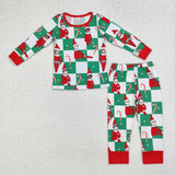 Bamboo Elf Green Plaid White Boys Christmas Pajamas