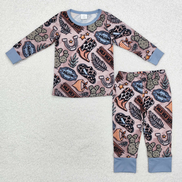 Bamboo Cactus Boots Boys Long Sleeve Pajamas