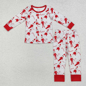 Bamboo Elf Candy Cane Red Boys Christmas Pajamas