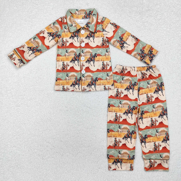 Rodeo Beige Boys Long Sleeve Pajamas