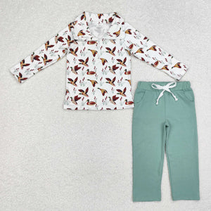 Duck White Bluish Boys Long Sleeve+Trousers Sets