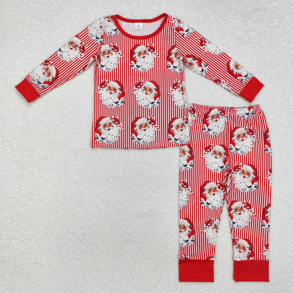 Bamboo Santa Red Stripe Boys Christmas Pajamas