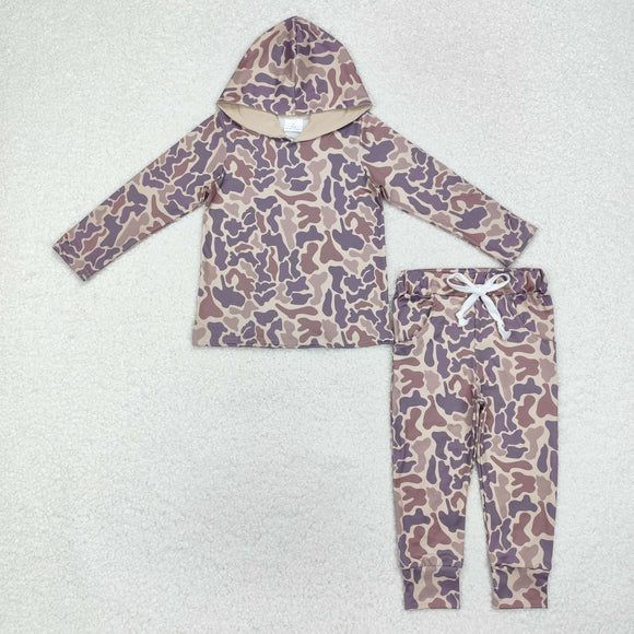 Camo Light Brown Boys Fall Hoodie Sets