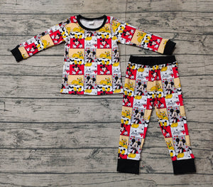 Pre-sale Cartoon Heart Plaid Red Gray Boys Valentine Pajamas