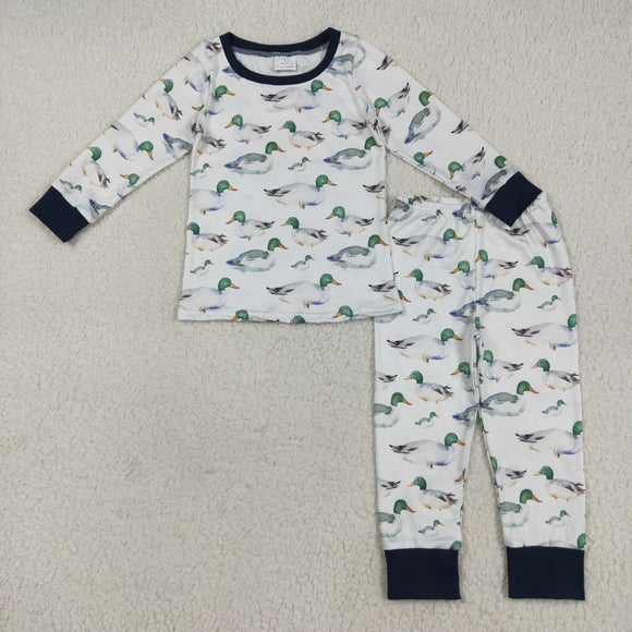 Duck Navy White Boys Long Sleeve Pajamas