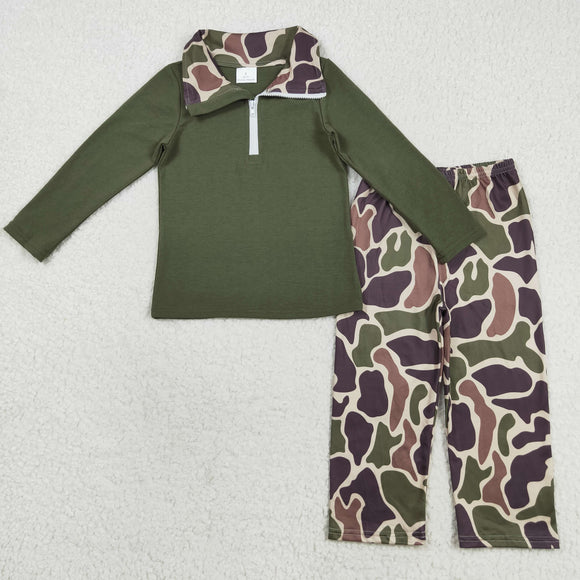 Camo Green Boys Long Sleeve+Trousers Sets