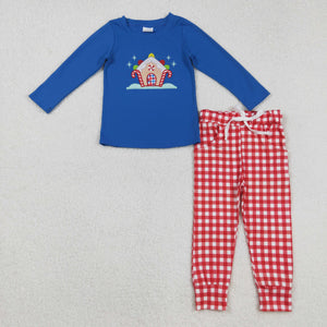 Candy House Red Plaid Blue Boys Christmas Outfits