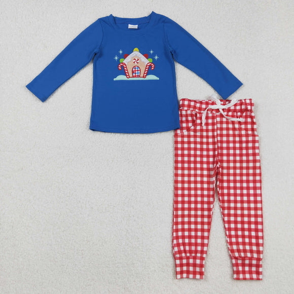 Candy House Red Plaid Blue Boys Christmas Outfits