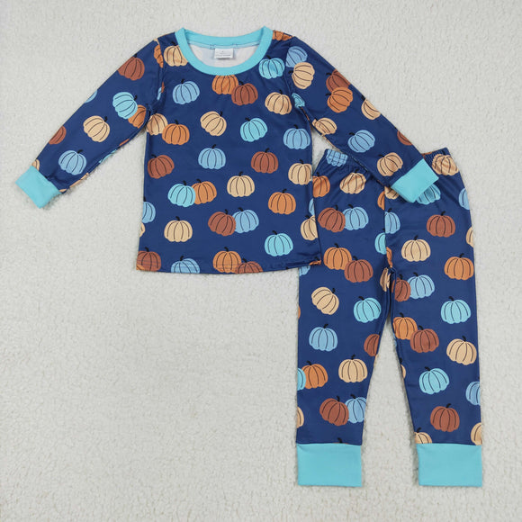 Pumpkin Blue Boys Long Sleeve Pajamas