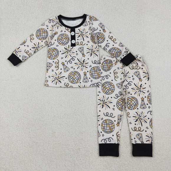 Firework New Year Boys Long Sleeve Pajamas