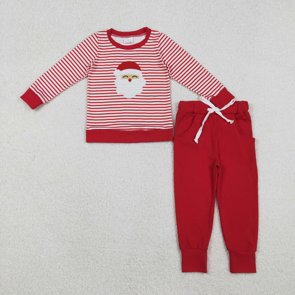 Santa Red Stripe Boys Christmas Outfits
