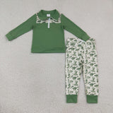 Duck Green Beige Zipper Boys Long Sleeve+Trousers Sets