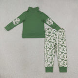 Duck Green Beige Zipper Boys Long Sleeve+Trousers Sets