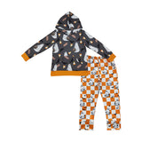 Ghost Bats Orange Gray Hoodie Boys Halloween Outfits