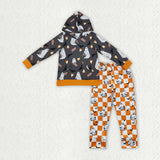 Ghost Bats Orange Gray Hoodie Boys Halloween Outfits