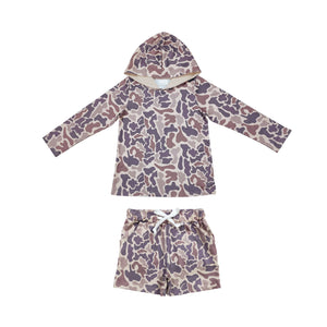 Brown Camo Boys Hoodie Sets
