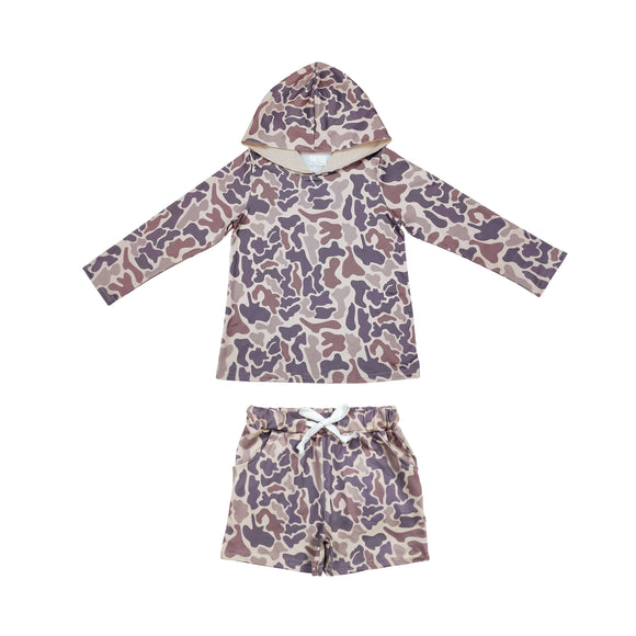 Brown Camo Boys Hoodie Sets