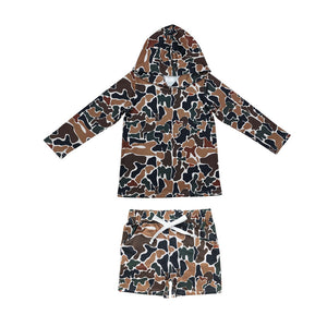 Brown Green Beige Camo Boys Hoodie Sets