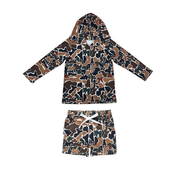 Brown Green Beige Camo Boys Hoodie Sets