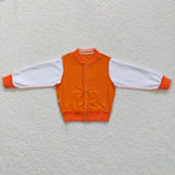 Orange White Baseball Jacket Boys Long Sleeve Top