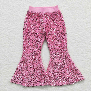 Hot Pink Sequin Girls Pants